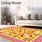 Merry Santa Claus Floral Yellow Rug