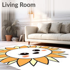 Cute Orange Yellow Sun Face Rug