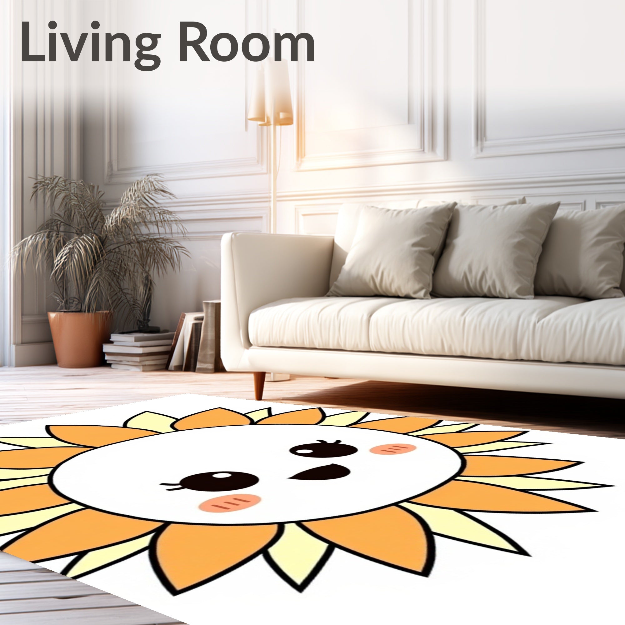 Cute Orange Yellow Sun Face Rug