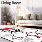 Festive Red Santa Claus Snowflakes Rug