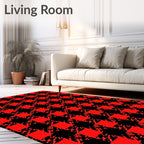 Bold Red Black Checkered Houndstooth Rug