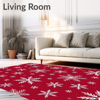 Crimson Snowfall Winter Flurry Rug
