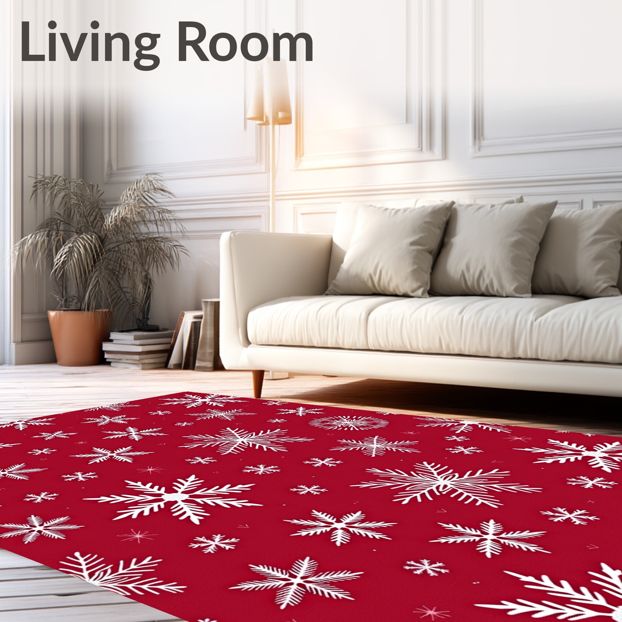 Crimson Snowfall Winter Flurry Rug