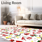 Festive Red Green Starry Gingerbread House Rug