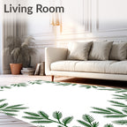 Dark Green Pine Branch Border Rug
