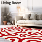 Crimson Swirl Playful Curve Rug