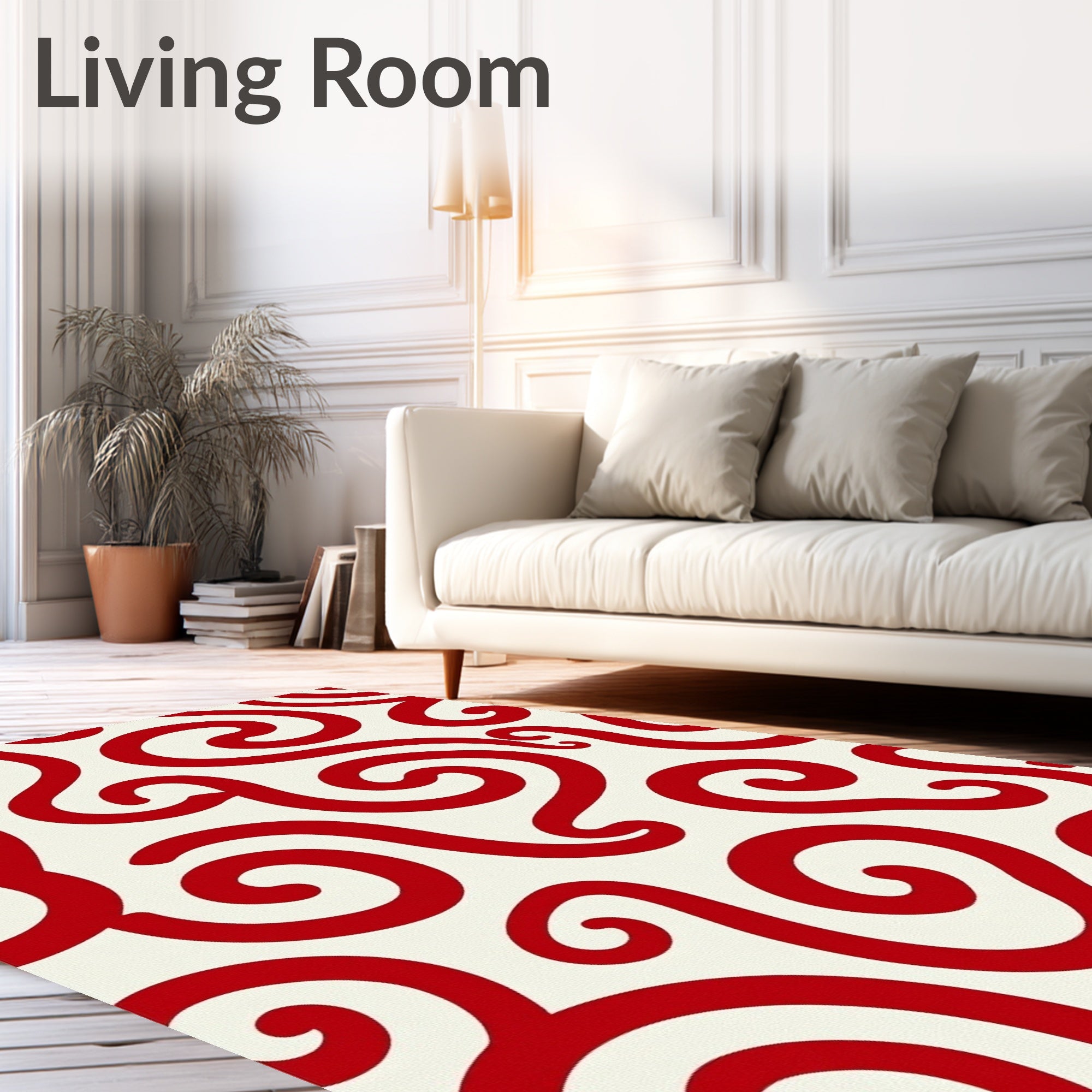 Crimson Swirl Playful Curve Rug
