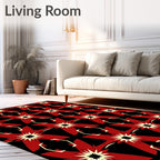 Bold Red Starburst Geometric Rug
