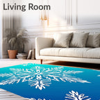 White Snowflake Blue Gradient Rug