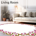 Golden Pink Heart Vine Flourish Frame Rug