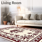 Crimson Elephant Floral Frame Rug