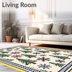 Winter Forest Snowflake Tree Arrangement Rug