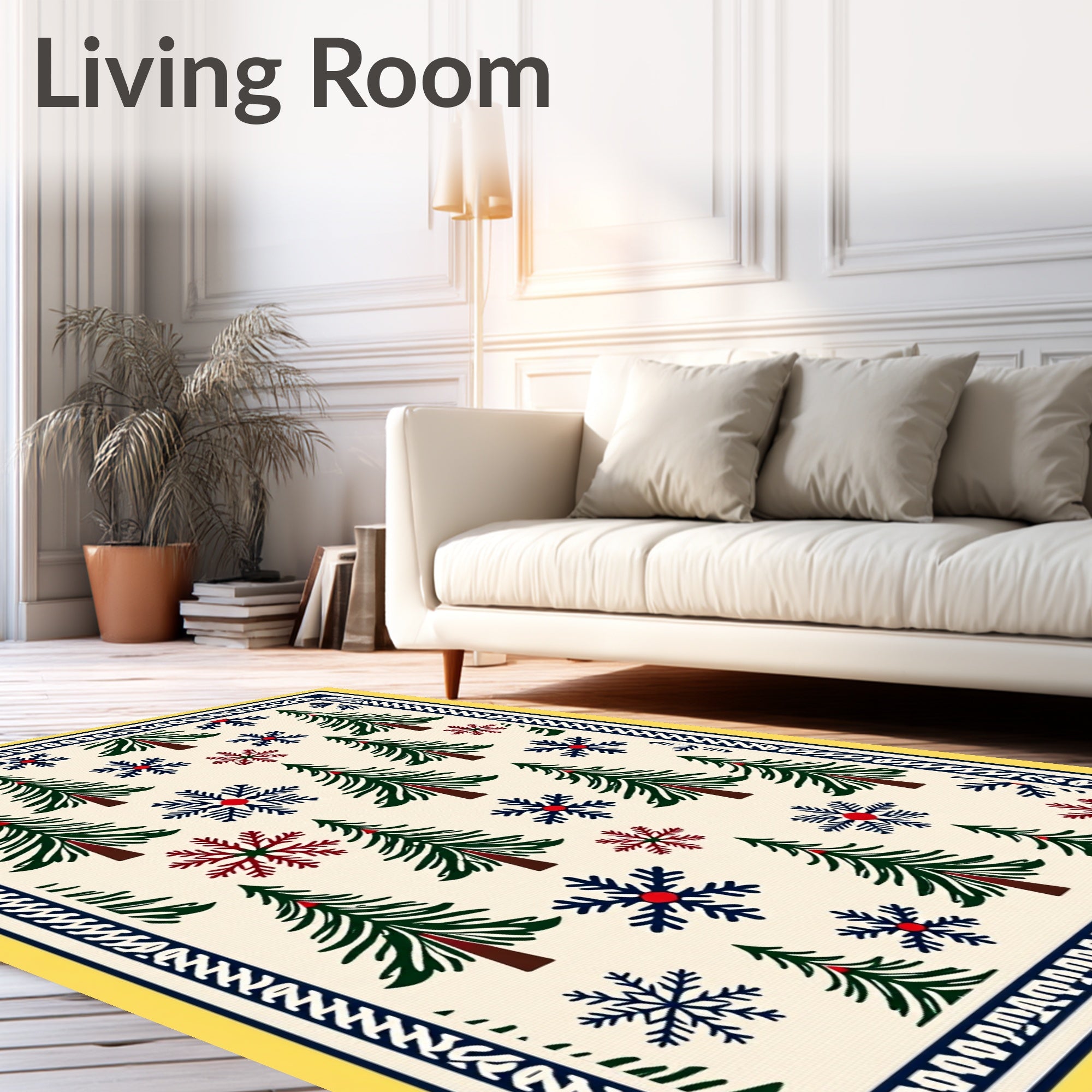 Winter Forest Snowflake Tree Arrangement Rug