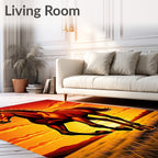 Fiery Chestnut Horse Galloping Sunset Field Rug