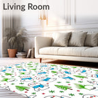 Festive Snowman Winter Trees Snowflakes Rug