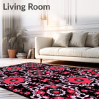 Crimson Pink Floral Medallion Square Rug