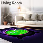 Witchy Cauldron Green Swirls Stars Rug