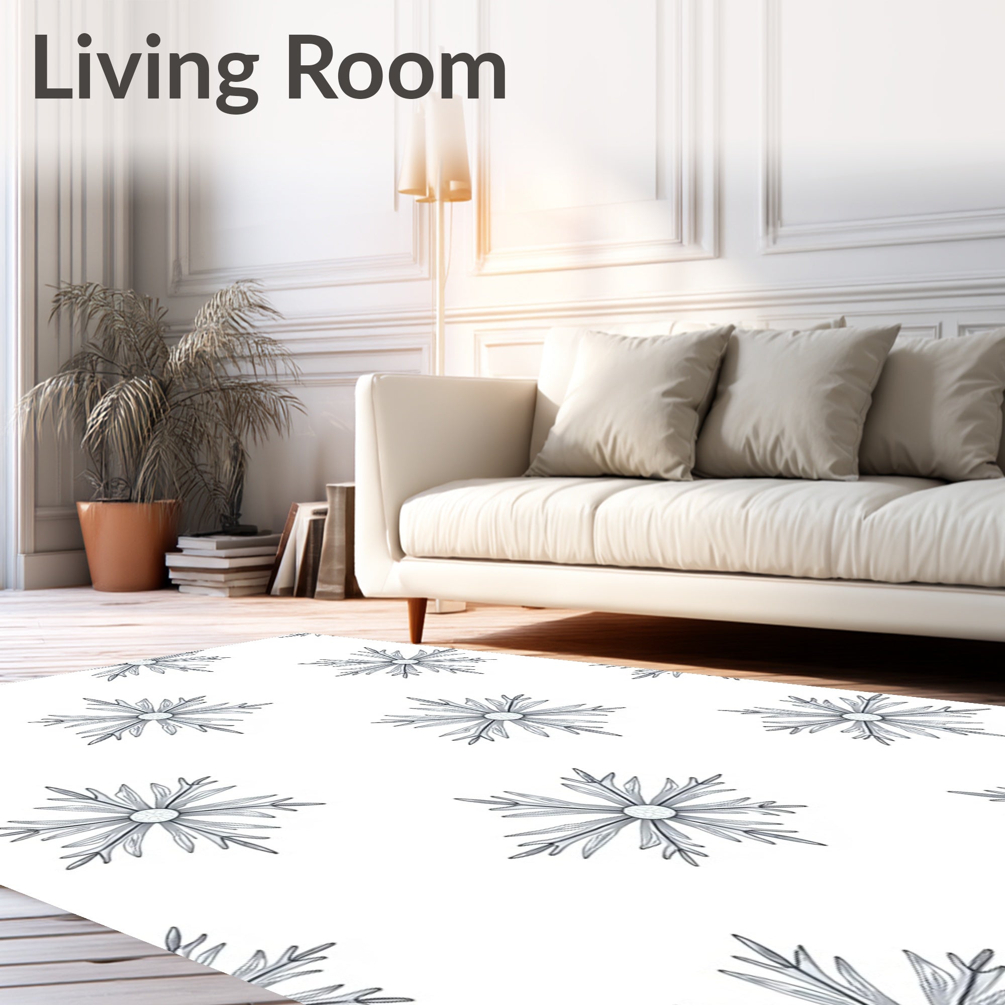 Winter Snowflake White Classic Icon Rug