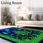 Eerie Neon Gothic Castle Ghost Moon Bats Rug