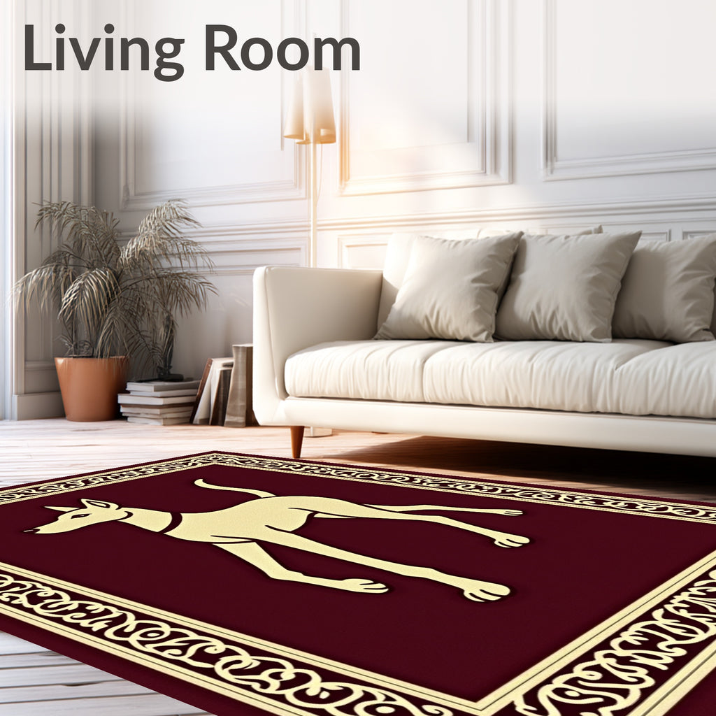 Ancient Golden Hound Burgundy Emblem Rug