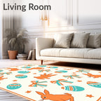 Orange Bunny Turquoise Egg Bows Rug