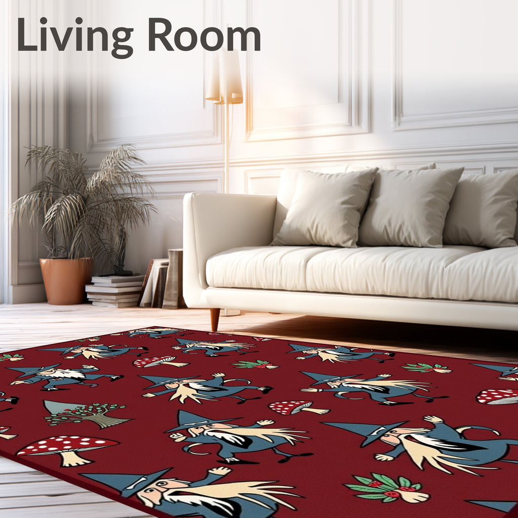 Whimsical Wizard Mushroom Forest Scene Rug
