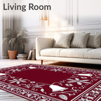 Crimson Bell Floral Border Rug