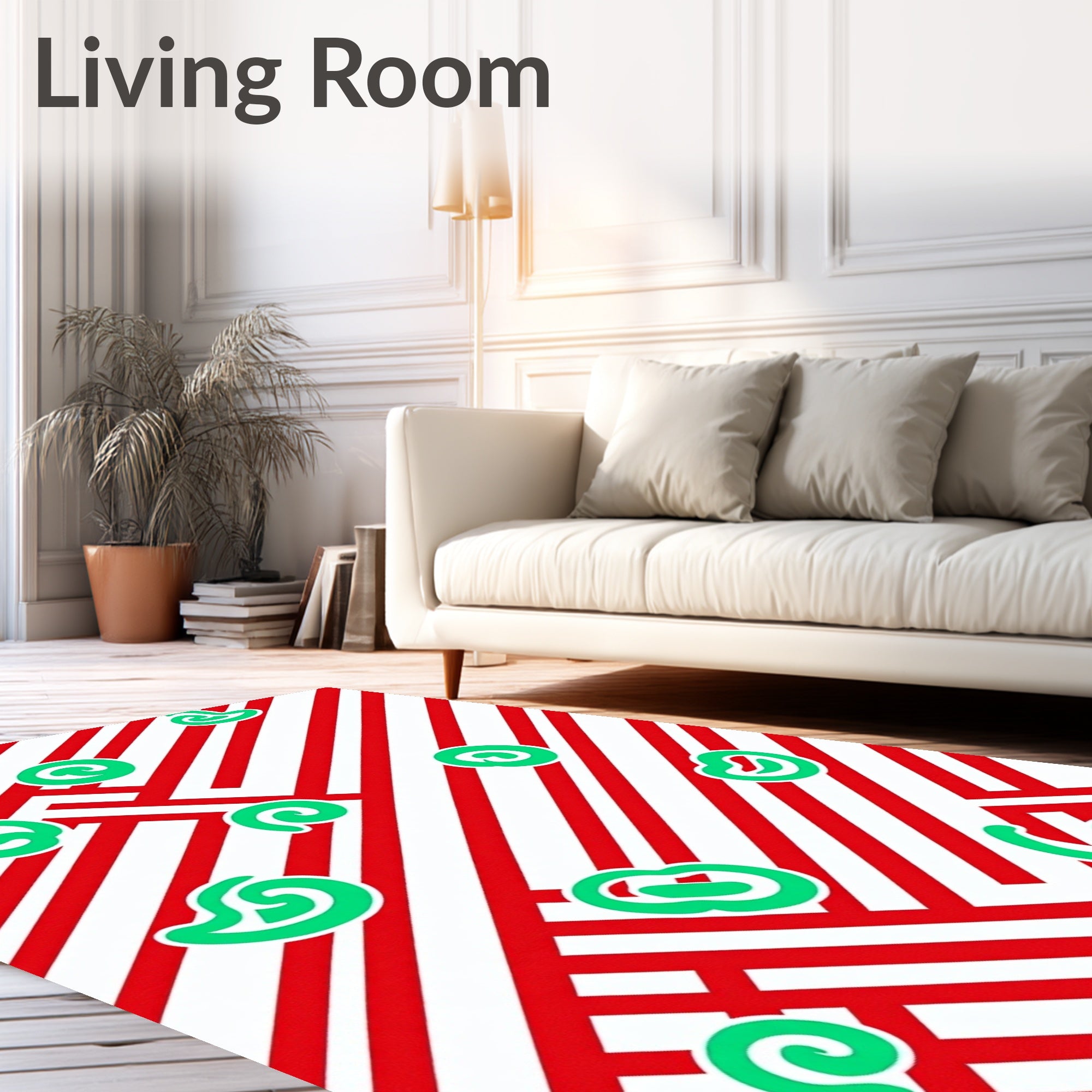 Red White Swirl Organic Stripe Rug