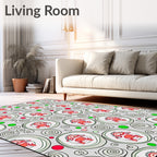Whimsical Red Creatures Swirl Rug