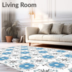 Delicate Blue Floral Radial Medallion Rug