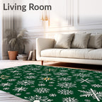 Forest Green Snowflake Medley Rug