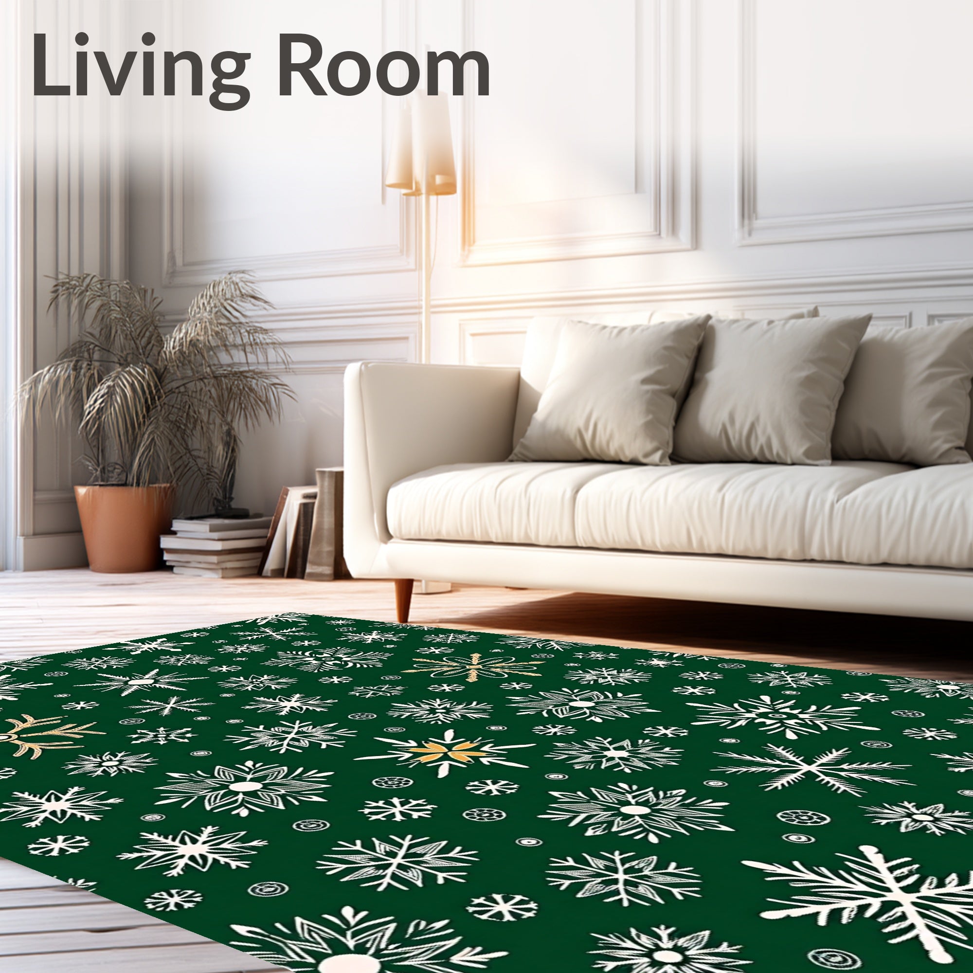 Forest Green Snowflake Medley Rug