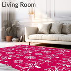 Victorian Crimson Snowflake Tree Arrangement Rug