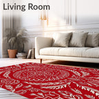 Crimson White Intricate Floral Medallion Rug