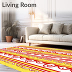 Red White Yellow Vertical Ribbons Rug