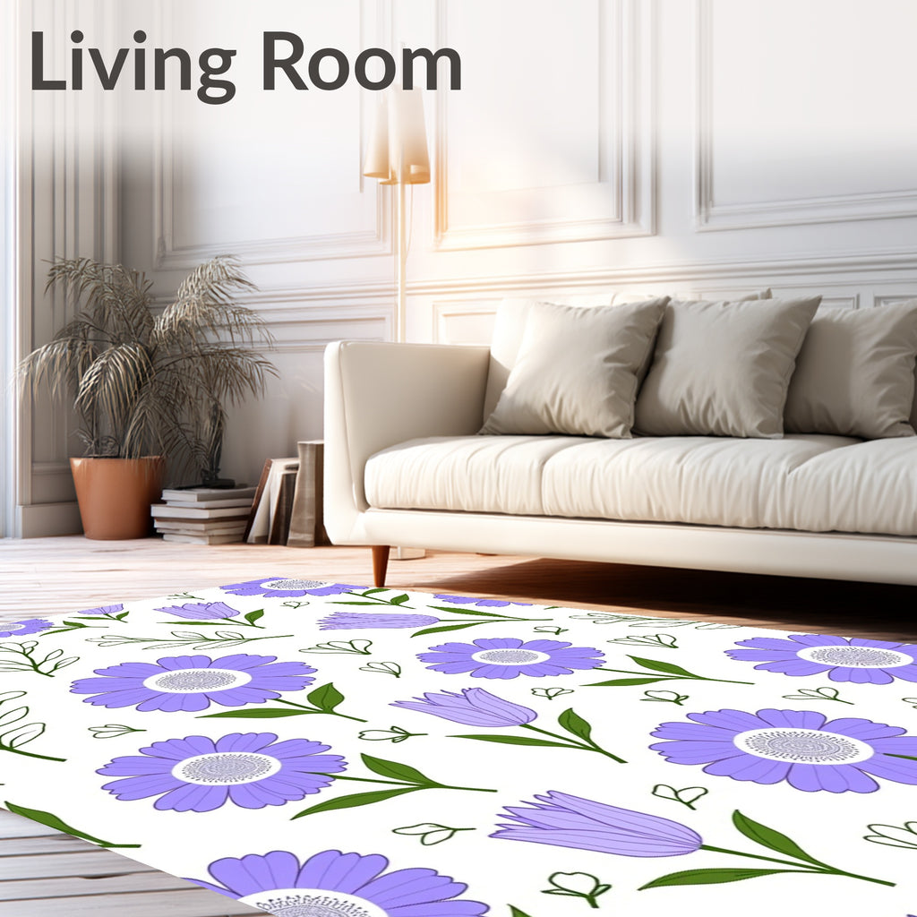 Lavender Daisy and Tulip Garden Rug