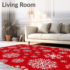 Festive Red White Snowflake Dispersion Rug