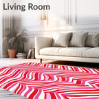 Crimson Pink Wave Stripes Rug