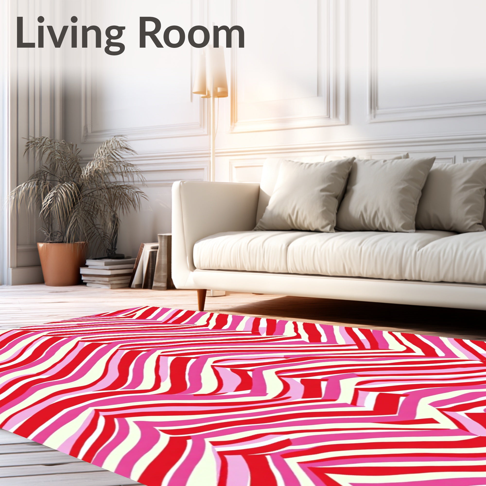 Crimson Pink Wave Stripes Rug