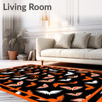 Fiery Orange White Winged Creatures Rug