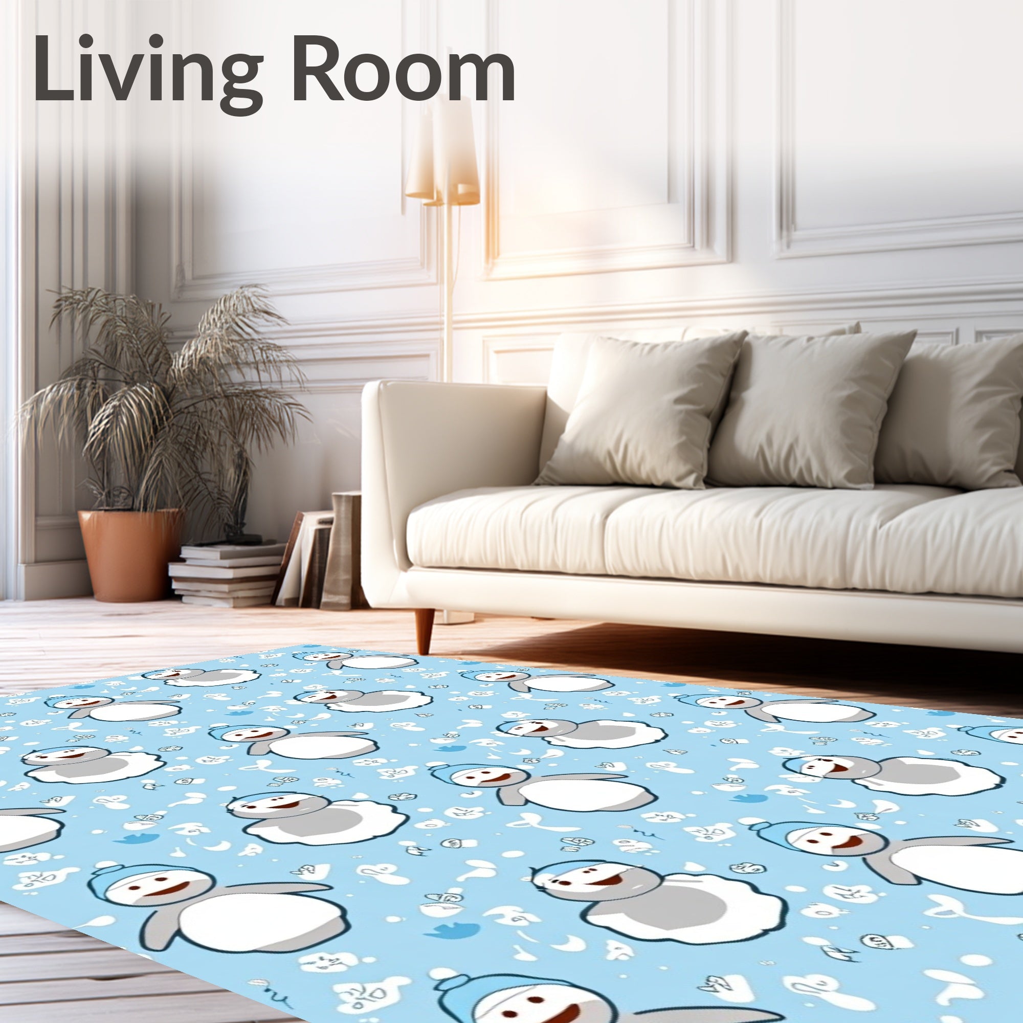 Blue Snowman Winter Holiday Repeat Rug