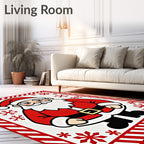 Festive Red Santa Claus Snowflake Border Rug
