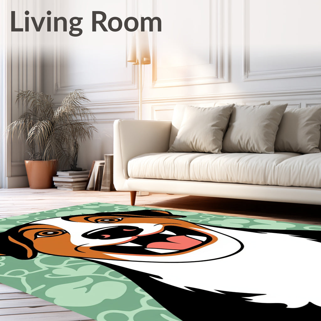 playful tri-color dog playful background Rug