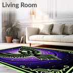 Mystic Black Bird Purple Mandala Rug