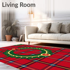 Festive Red Plaid Christmas Wreath Rug