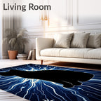 Cosmic Cat Black Silhouette Starry Rug