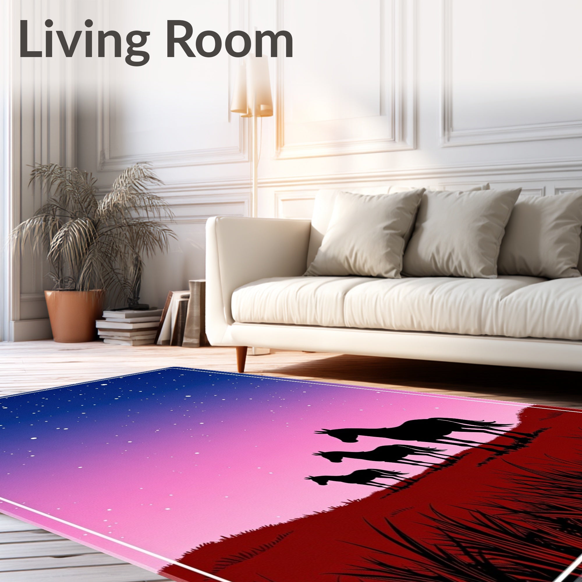 Night Sky Horse Silhouette Field Rug