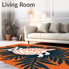 Whimsical Orange Polka Dot Owl Foliage Rug
