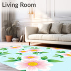 Pale Pink Blossom Green Leaf Canopy Rug