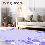 Purple Floral Butterfly Frame Rug